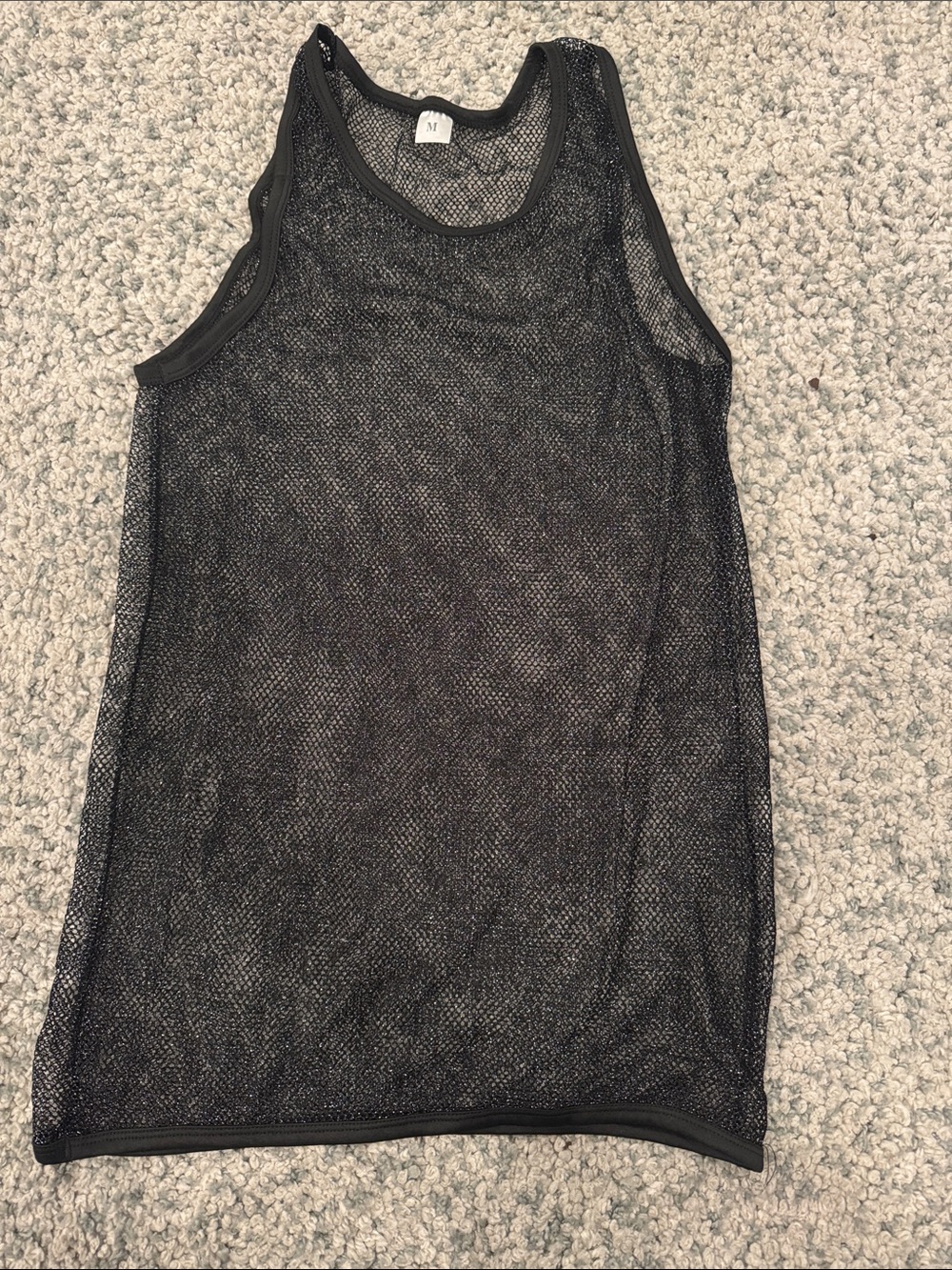 Black Sheer Mesh Tank Top - men's Casual Layering Top